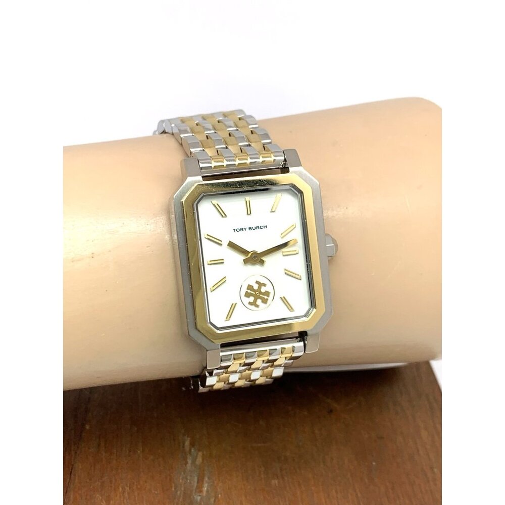 Tory Burch Women's Watch TBW1501 Cream Dial Gold Quartz Tank Two Tone Steel - Picture 11 of 14